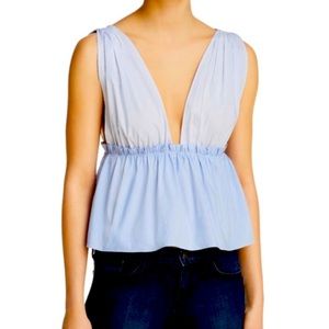 Aqua Striped Plunging V Tank